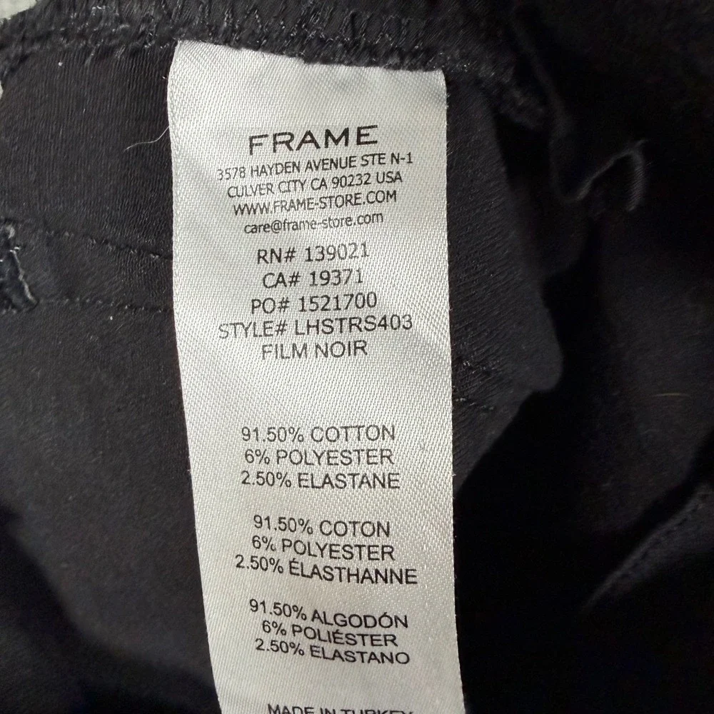 FRAME Le High Straight Jeans Film Noir Black Raw Step‎ Hem Women Size 26